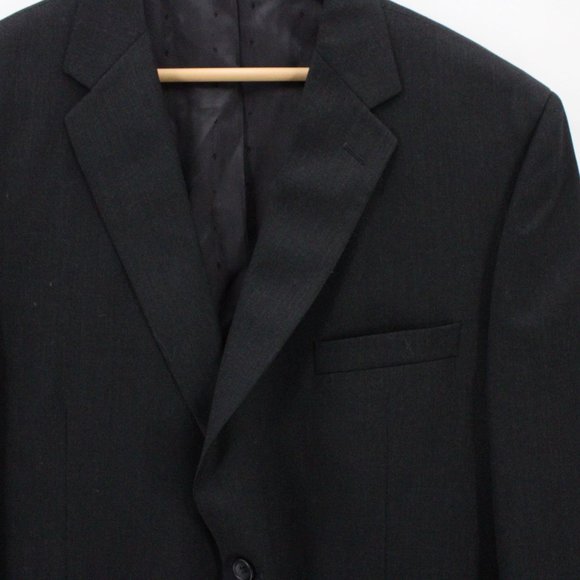 Joseph Feiss Blazer Mens Black Two Button Front 100% Wool Size 48 Short/46 Waist - Picture 2 of 10